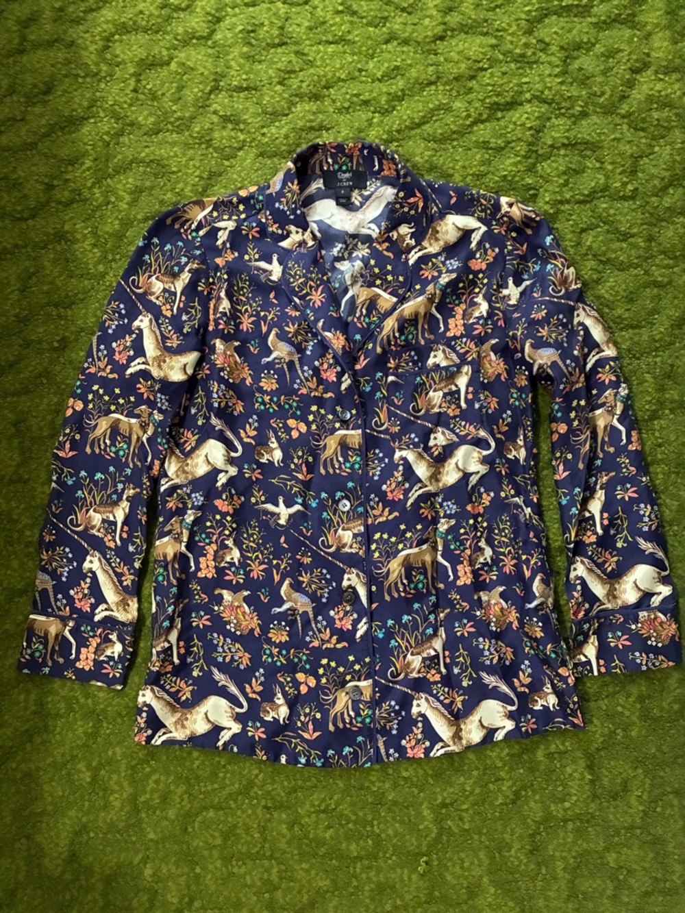 Rare! Drake’s London for J. Crew Midnight Unicorn Silk Shirt - Picture 2 of 13